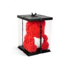 Rózsamaci 25 cm piros-fehér szívvel +ajándék doboz