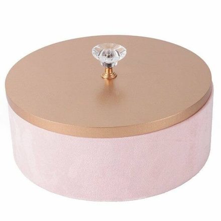 Ékszertartó doboz rózsaszín plüss 18*9 cm