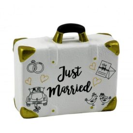 Bőrönd persely Just married 14,5 x 13 cm 