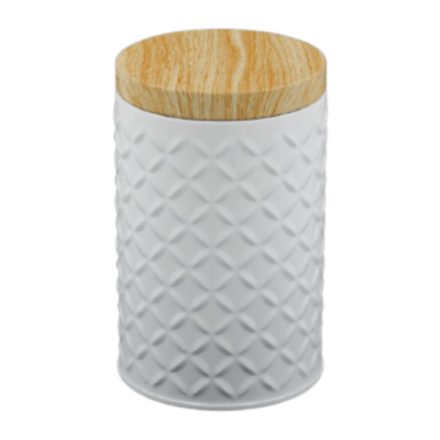 Fehér fémdoboz  bambusz tetővel 