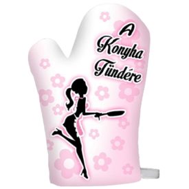   Edényfogó kesztyű "A konyha tündére" felirattal rózsaszínű