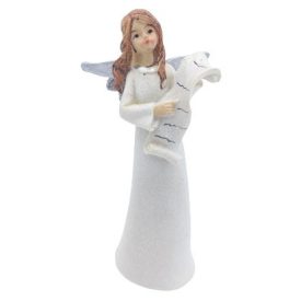   Angyalka ezüst papírtekerccsel a kezében fehér szinben 15 cm