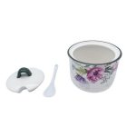 Kerámia cukortartó+kanál zöld