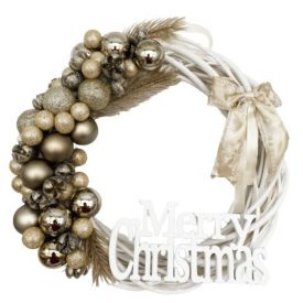   Karácsonyi kopogtató Merry Christmas pezsgő színben 26 cm