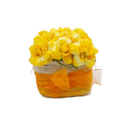 Virágos dísz 9x7x9 cm sárga