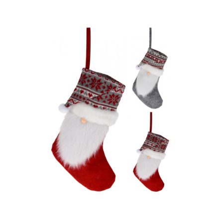 Karácsonyi szürke zokni 20x30 cm 
