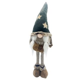   Álló plüss manó barna, zöld csillagos sapkában (50X10X17cm)