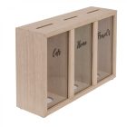 Fa persely 3 rekesszel Car/Home/Travels (Autó/Otthon/Utazás) kb 16 x 24 x 7 cm 