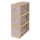 Fa persely 3 rekesszel Car/Home/Travels (Autó/Otthon/Utazás) kb 16 x 24 x 7 cm 