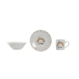 Gyermek étkészlet 3 db-os 19x19x2 cm szivárványos