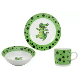 Gyermek étkészlet 3 db-os (tál,tányér,bögre) krokodil